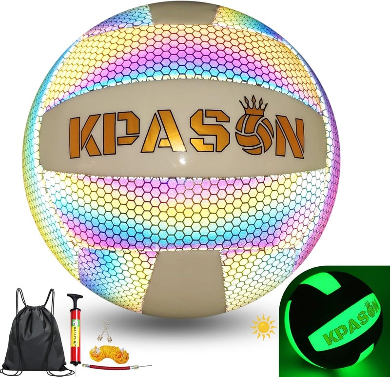 KPASON Volleyballs, Holographic Glowing Volleyball Official Size 5, Indoor Outdoor Beach Volleyball Ball for Men Women - Image 1